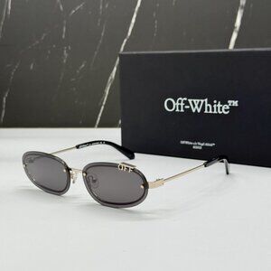 NEW OFF-WHITE OERI13M MIAMI 7607 SUNGLASSES UNISEX BLACK OVAL EYEWEAR